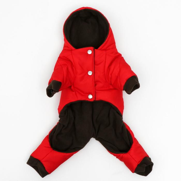 Комбинезон зимний для животных, M (ДС 24-26, ОГ 34-36 см, ОШ 28 см), красный
