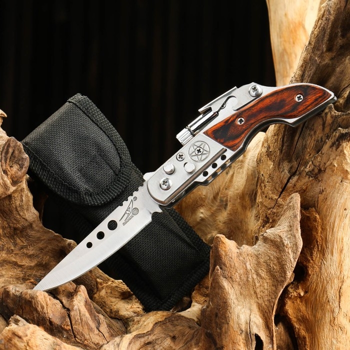 Нож складной Нож складной "Ружье" 17,4см, клинок 75мм/1,3мм, с фонариком