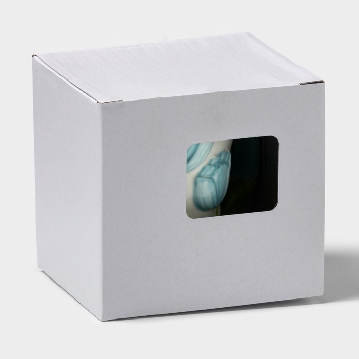 Кружка «Тюльпан», 350 мл, голубой цветок, керамика, белая Кружка «Тюльпан», 350 мл, голубой цветок, керамика, белая