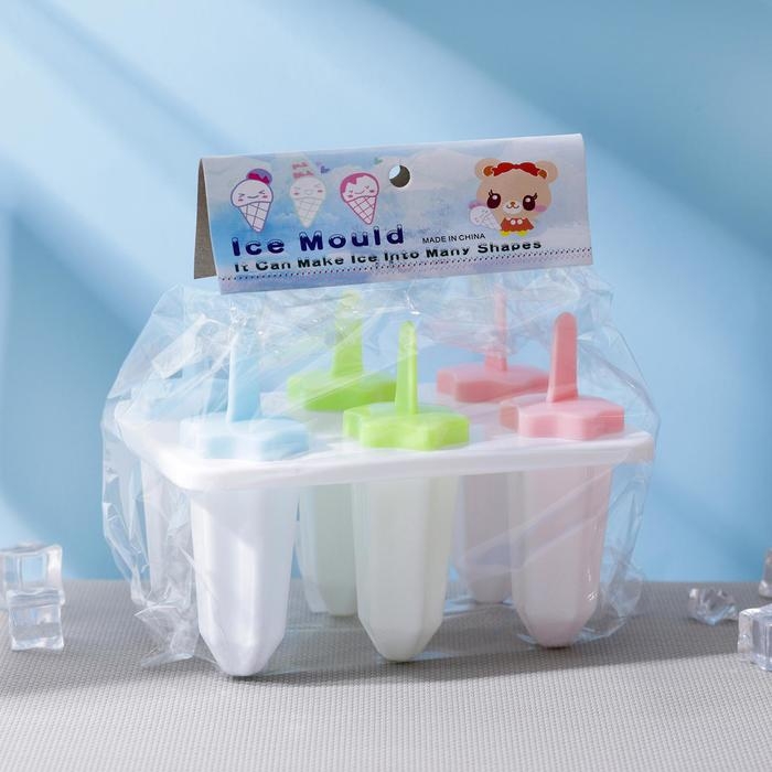 Форма для мороженого &laquo;Звезда&raquo;, 6 ячеек, цвет прозрачный