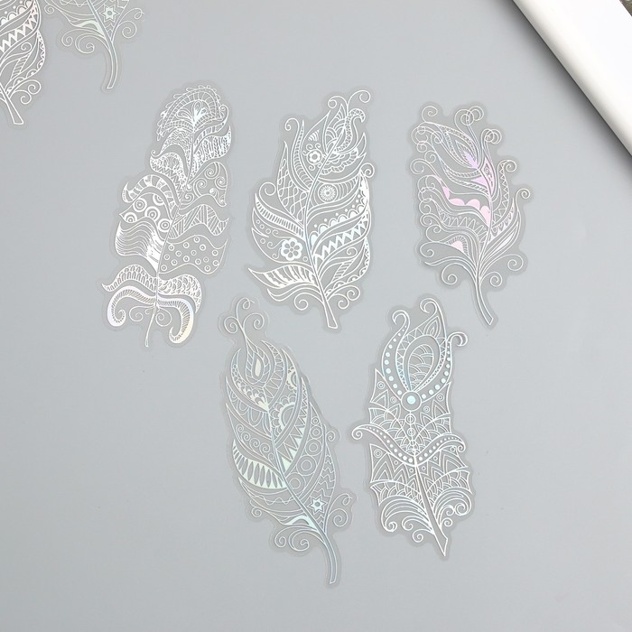 Наклейки для творчества Наклейки для творчества "Голография. Перья" d=10 см набор 10 шт 0,2х14х11 см