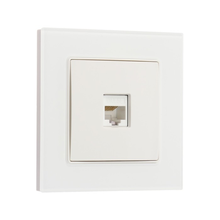 Розетка компьютерная одноместная TOT Glossy Glass, скрытая, стекло, белая