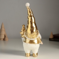 Сувенир полистоун "Дед Мороз в золотом колпаке, с ёлочкой" 11х9х25 см