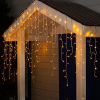 Гирлянда &laquo;Бахрома&raquo; 3 &times; 0.9 м, IP44, УМС, белая нить, 232 LED, свечение жёлтое, 220 В