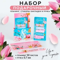 Подарочный набор «Поздравляю» планинг 50 листов, стикеры-закладки и ручка Подарочный набор «Поздравляю» планинг 50 листов, стикеры-закладки и ручка