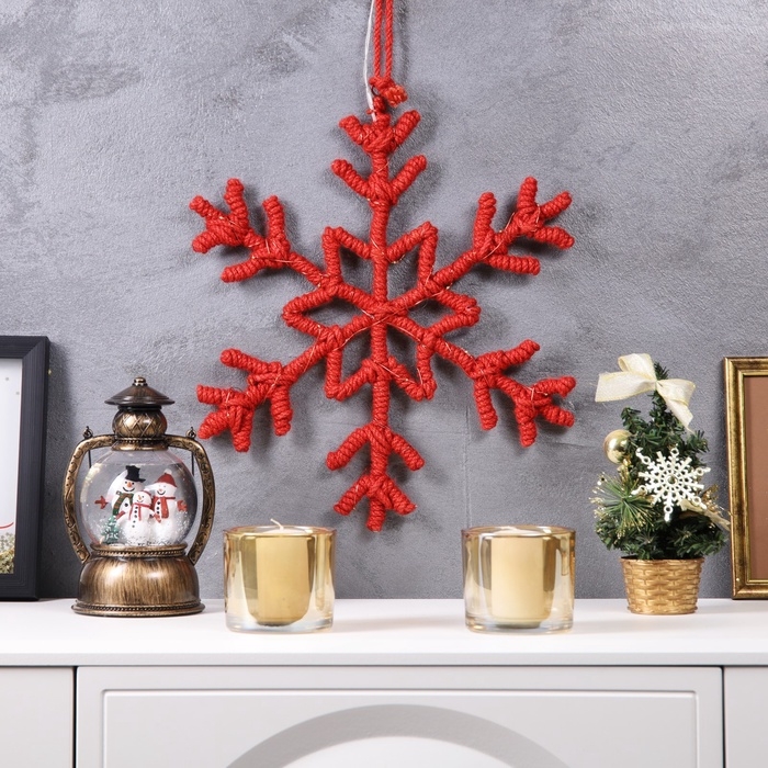 Светодиодная фигура «Снежинка красная» 39 см, 30 LED, батарейки AAx2 (не в комплекте), свечение теплое белое Светодиодная фигура «Снежинка красная» 39 см, 30 LED, батарейки AAx2 (не в комплекте), свечение теплое белое