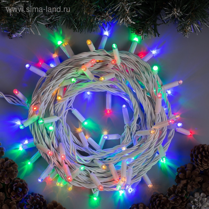 Гирлянда «Нить» 10 м, IP65, УМС, белая нить, 100 LED, свечение мульти, 220 В Гирлянда «Нить» 10 м, IP65, УМС, белая нить, 100 LED, свечение мульти, 220 В