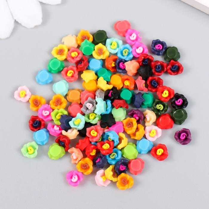 Декор для творчества пластик "Мини-розочки" набор 100 шт 0,6х0,6 см