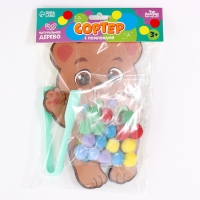 Сортер деревянный «Мишка» с помпонами и пинцетом, 15 х 21 см Сортер деревянный «Мишка» с помпонами и пинцетом, 15 х 21 см