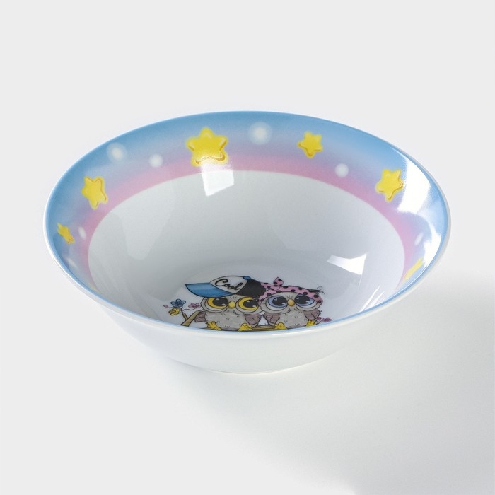 Набор детской посуды из керамики Доляна «Совы тинейджеры», 3 предмета: кружка 230 мл, миска 400 мл, тарелка d=18 см Набор детской посуды из керамики Доляна «Совы тинейджеры», 3 предмета: кружка 230 мл, миска 400 мл, тарелка d=18 см