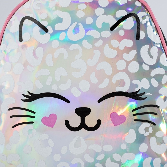 Рюкзак детский для девочки искусственная кожа, MEOW, кот, голография, 27х23 х 10 см Рюкзак детский для девочки искусственная кожа, MEOW, кот, голография, 27х23 х 10 см
