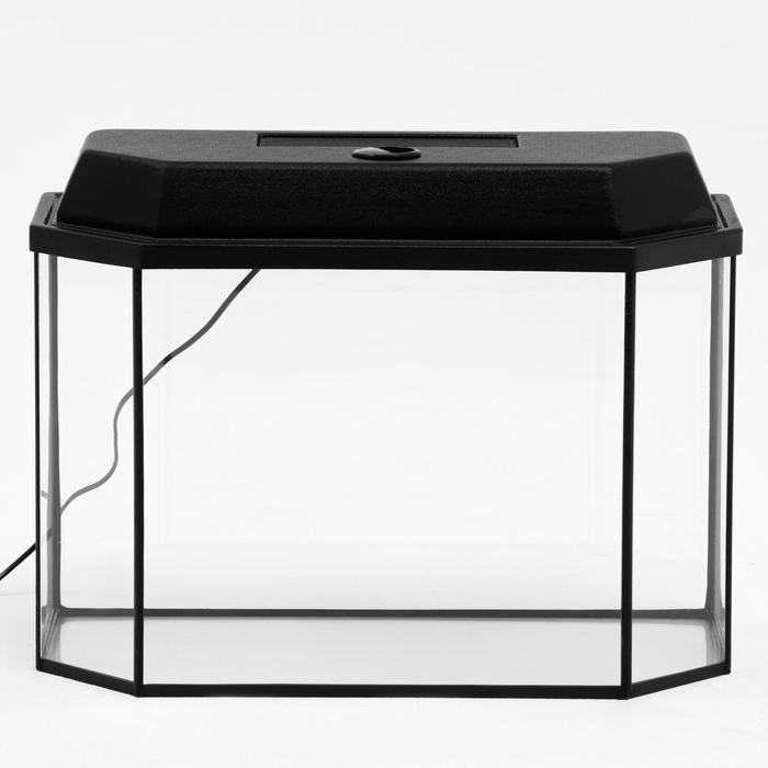 Аквариум "Панорамный" с крышкой, 60 литров, 64 х 26,2 х 36 см, чёрный