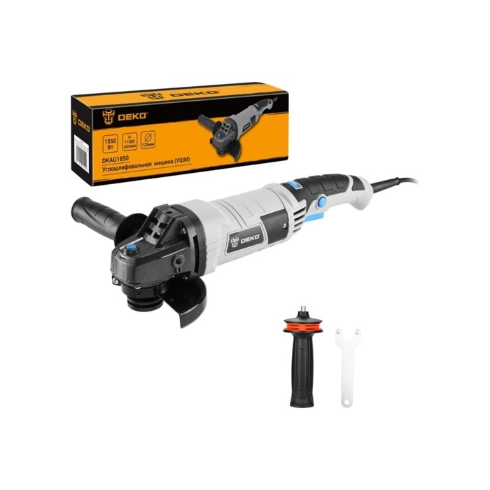 Шлифмашина угловая DEKO DKAG1850, сетевая, 1850 Вт, антивибрационная рукоятка, 11000 об/мин 967103 Шлифмашина угловая DEKO DKAG1850, сетевая, 1850 Вт, антивибрационная рукоятка, 11000 об/мин 967103