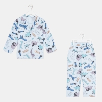 Пижама детская из фланели (рубашка, брюки) KAFTAN "Дино", размер 122-128, голубой Пижама детская из фланели (рубашка, брюки) KAFTAN "Дино", размер 122-128, голубой