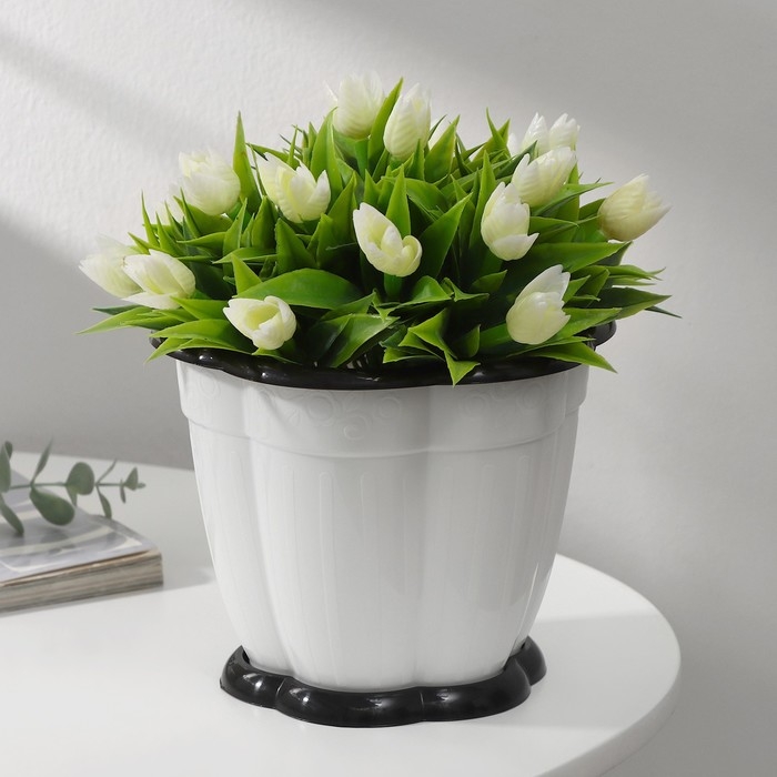 Горшок с поддоном &laquo;Восторг&raquo;, 1,5 л, цвет белый