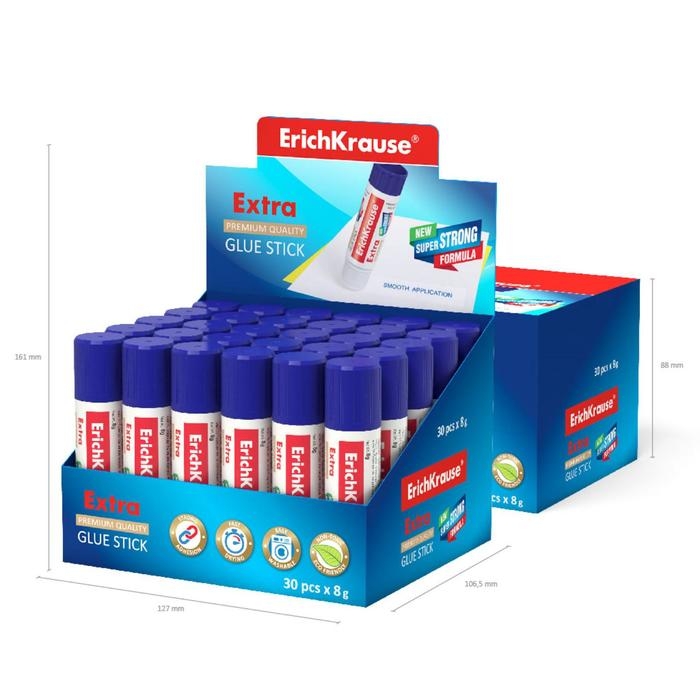 Клeй-карандаш ErichKrause Extra PVP, 8 г, усиленный Клeй-карандаш ErichKrause Extra PVP, 8 г, усиленный