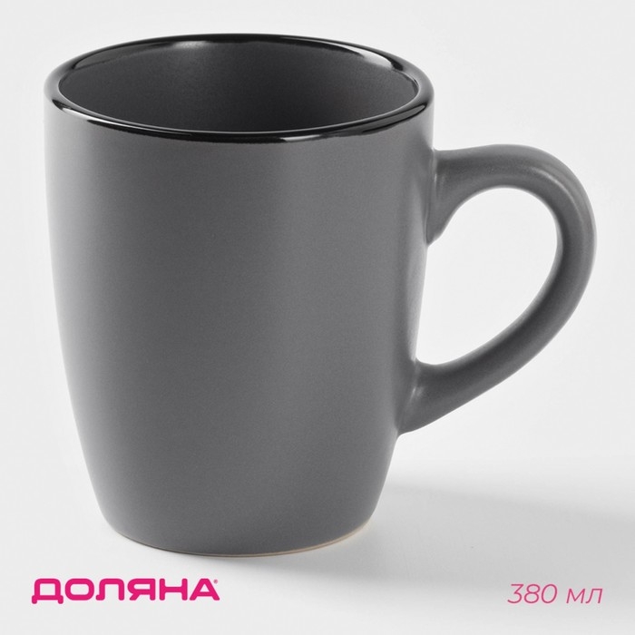Кружка керамическая Доляна «Ваниль», 380 мл, цвет серый Кружка керамическая Доляна «Ваниль», 380 мл, цвет серый