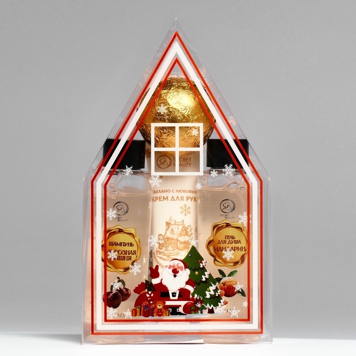 Новогодний подарочный набор косметики &laquo;Мастерская Деда Мороза&raquo; для душа и ванны, золотая серия