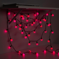 Гирлянда «Нить» 10 м с насадками «Шарики 2.5 см», IP44, тёмная нить, 100 LED, свечение розовое, 8 режимов, 220 В Гирлянда «Нить» 10 м с насадками «Шарики 2.5 см», IP44, тёмная нить, 100 LED, свечение розовое, 8 режимов, 220 В
