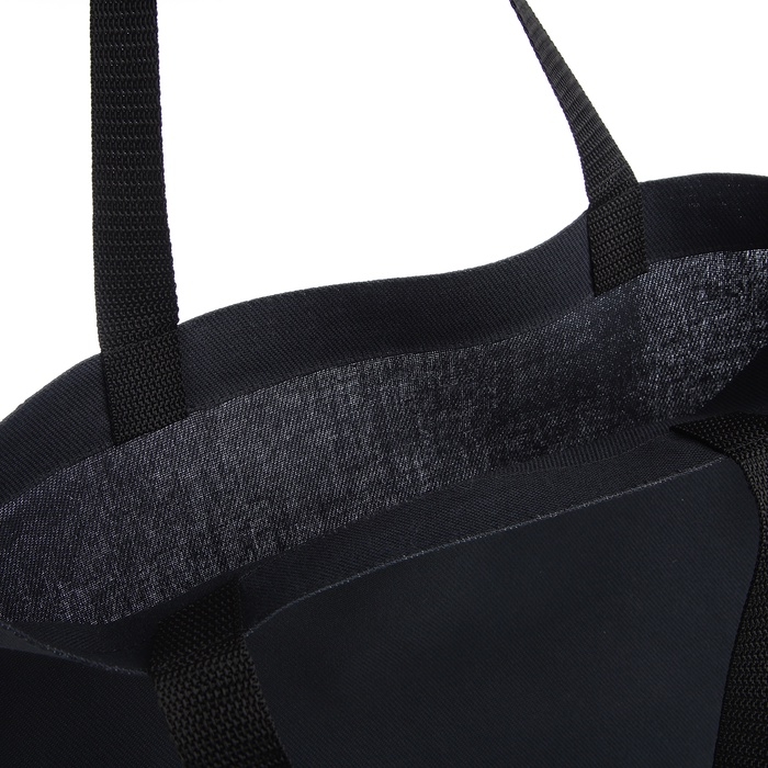 Шопер "Тропики", 35х0,5х40, принт с блестками, без подклада, чёрный