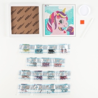 Алмазная мозаика для детей на раме с полным заполнением разнымии стразами &laquo;Единорожек&raquo;, 15 х 15 см