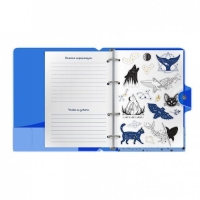 Тетрадь на кольцах А5 120 листов в клетку LOREX "NEON. BLUE", со сменным блоком, пластиковая обложка, с наклейками Тетрадь на кольцах А5 120 листов в клетку LOREX "NEON. BLUE", со сменным блоком, пластиковая обложка, с наклейками