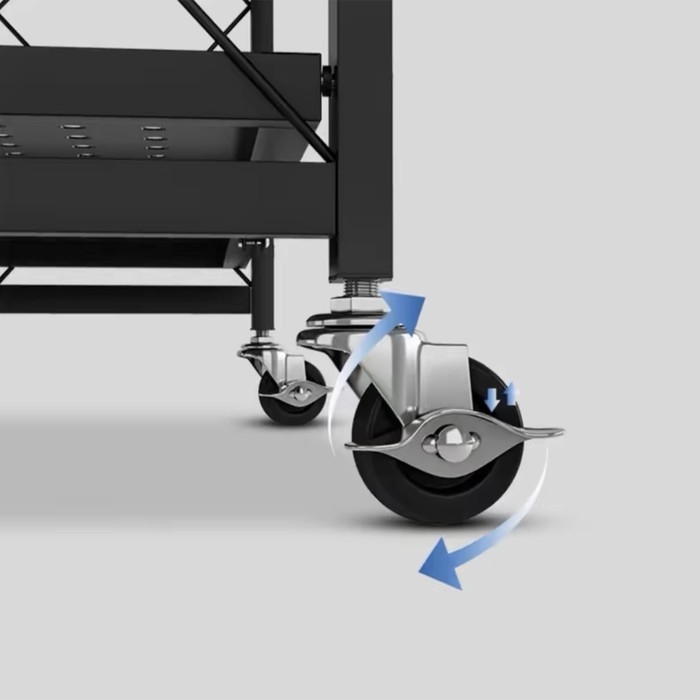 Стеллаж складной на колесах, 5 полок, 72&times;36&times;162,5см, цвет чёрный матовый