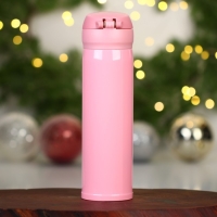 Новый год. Термос &laquo;Тепло внутри&raquo; цвет розовый, 450 мл
