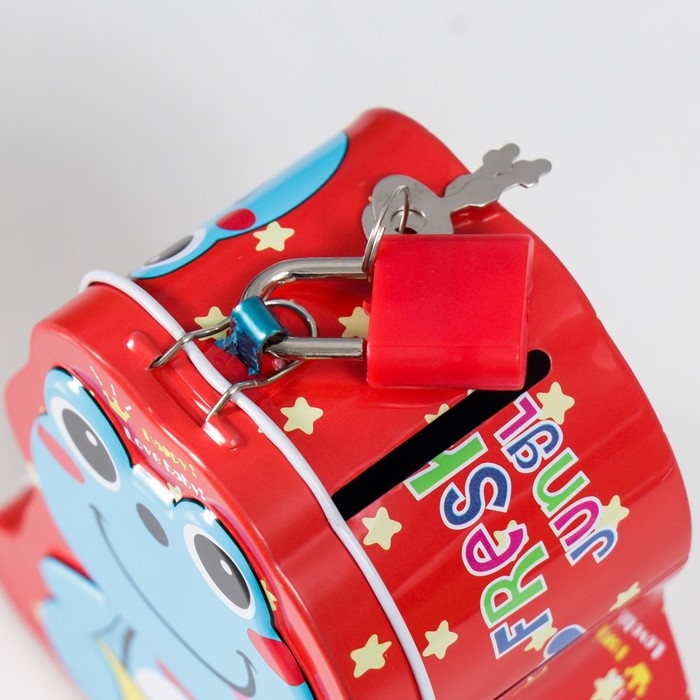 Копилка металл с замочком "Лягушонок" МИКС 5х8,5х10 см