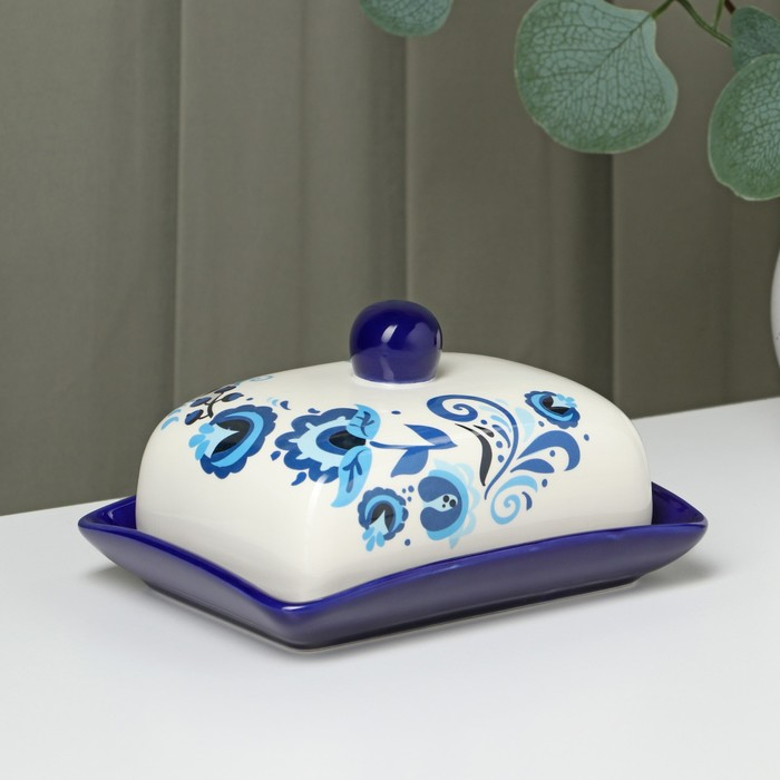 Маслёнка Доляна &laquo;Свиристель&raquo;, 17&times;12,5&times;8 см, цвет белый