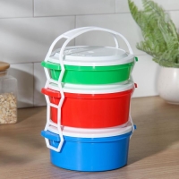 Набор пищевых контейнеров &laquo;Трапезница&raquo;, 3 шт: 0,6 л,1 л, 1 л, цвет микс