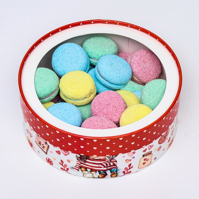 Новый год. Коробка подарочная новогодняя для макарун тубус с окном " 14 февраля " 21 х 21 х 7 см.