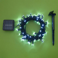 Гирлянда &laquo;Нить&raquo; 10 м, IP44, тёмная нить, 100 LED, свечение белое, 2 режима, солнечная батарея