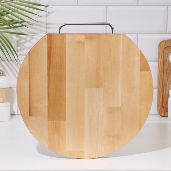 Доска разделочная и сервировочная Доска разделочная и сервировочная "Круг" большая (металлическая ручка) D=35