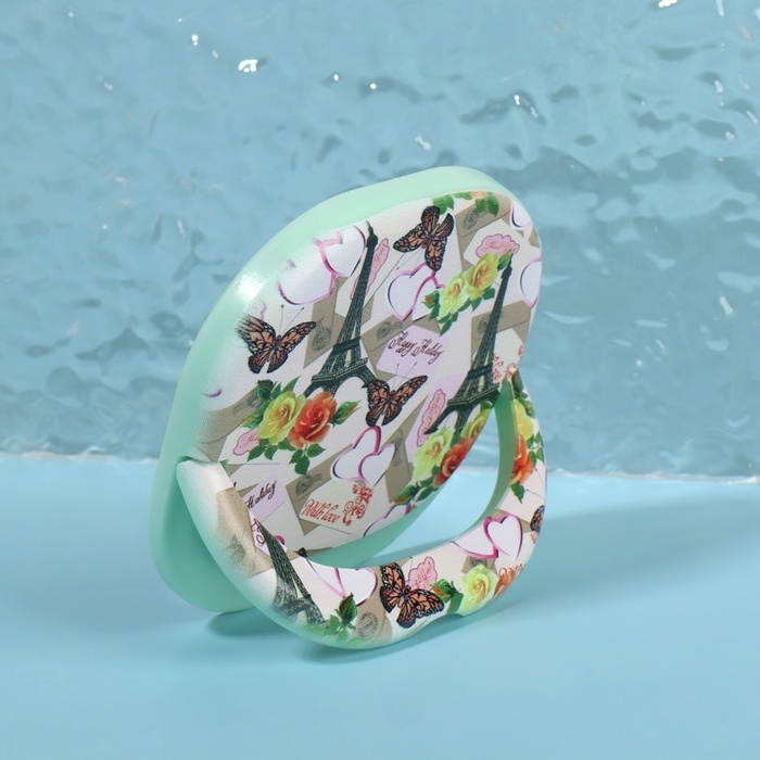 Зеркало карманное &laquo;Узор&raquo;, с подставкой, 8 &times; 8 см, цвет зелёный