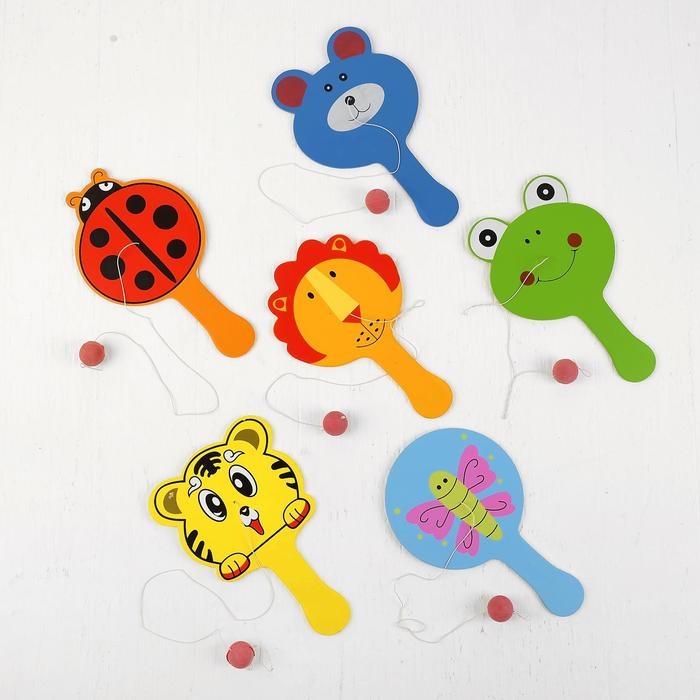 Игра «Отбей шарик. Зверята», на резинке, МИКС Игра «Отбей шарик. Зверята», на резинке, МИКС