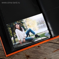 Фотоальбом на 200 фото 10х15 см "Классический" кожзам чёрные листы МИКС 23х18,5х5 см