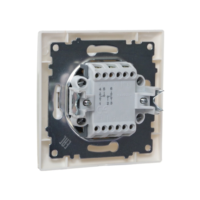 Выключатель проходной Luazon Lighting "Антей", 10 А, 2 клавиши, скрытый, белый