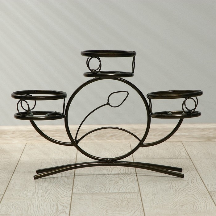 Подставка для цветов, напольная, на 3 горшка, d = 14 см, бронзовая, «Камелия» Подставка для цветов, напольная, на 3 горшка, d = 14 см, бронзовая, «Камелия»