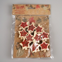 Гирлянда &laquo;Нить&raquo; 2 м роса с насадками &laquo;Прищепки-звёздочки&raquo;, IP20, серебристая нить, 20 LED, батарейки ААх2 (не в комплекте), свечение тёплое белое