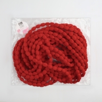 Тесьма декоративная с помпонами, 7 мм, 9,1 &plusmn; 0,5 м, цвет красный