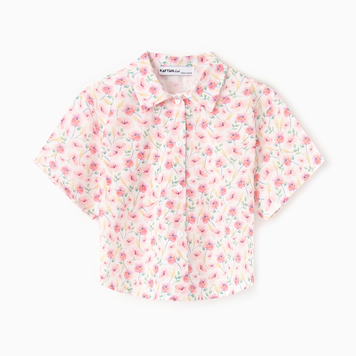 Рубашка для девочки KAFTAN Рубашка для девочки KAFTAN "Цветы", р.32 (110-116), розовый