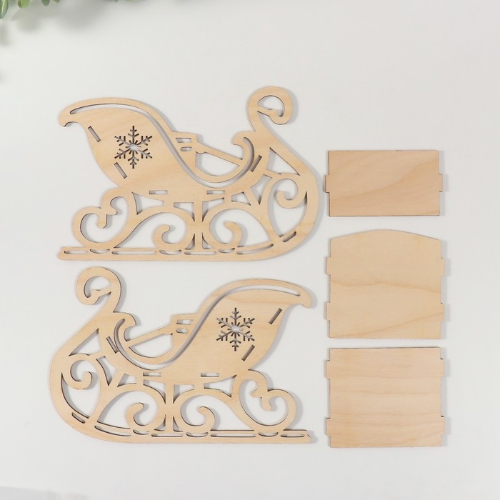 Шкатулка-сани "Узор и снежинка" 21х13,5х10 см (набор 5 деталей)