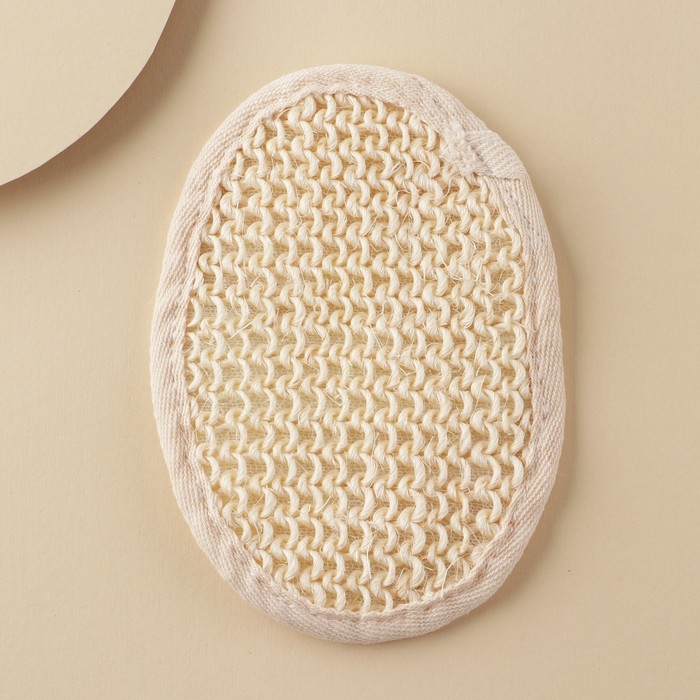 Мочалка для тела, овальная с хлопком, 10 см Мочалка для тела, овальная с хлопком, 10 см