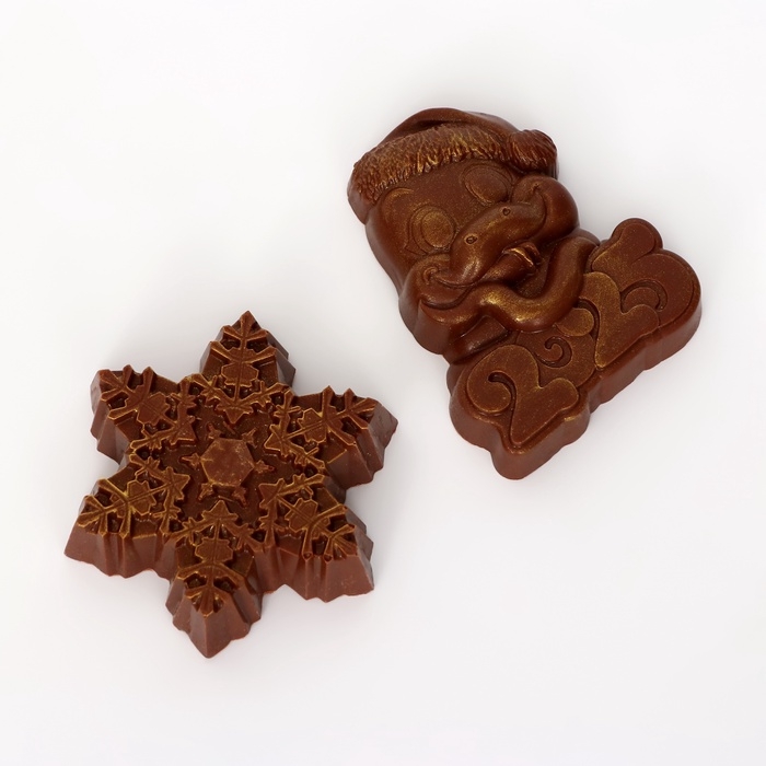 Шоколадные фигурки "Снежинка и змея 2025", бельгийский шоколад, 160 г
