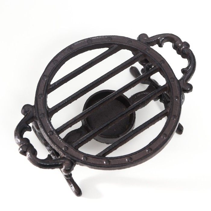 Подставка для греющей свечи на 1 свечу чугун "Полоски" с ручками 7х18х13 см