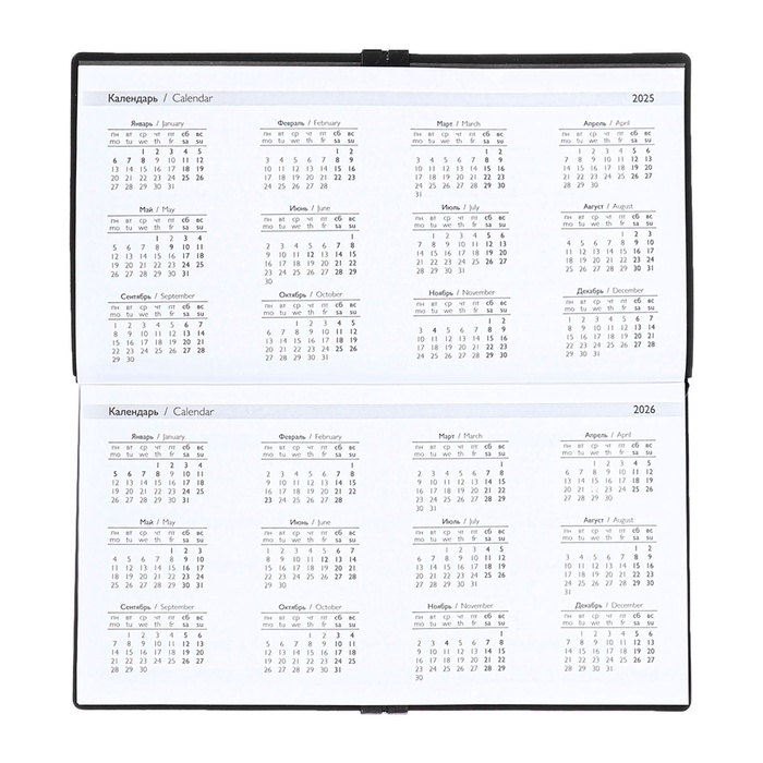 Еженедельник датир 2025г 175х95мм мягк обл иск кож 64л ESCALADA, бл тис, бл 70 г/м&sup2;,чёрный