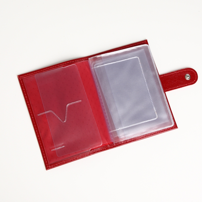 Обложка для автодокументов на кнопке, TEXTURA, цвет красный Обложка для автодокументов на кнопке, TEXTURA, цвет красный