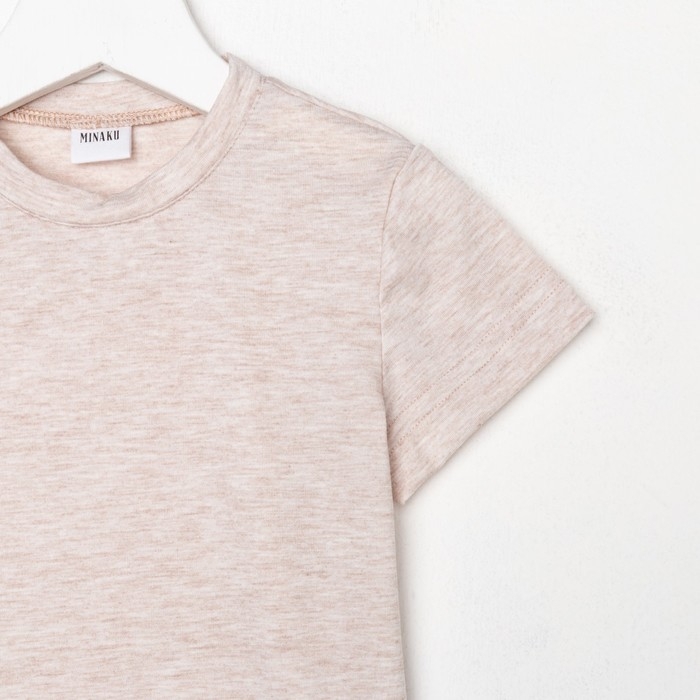 Футболка детская Basic line цвет бежевый меланж, рост 98