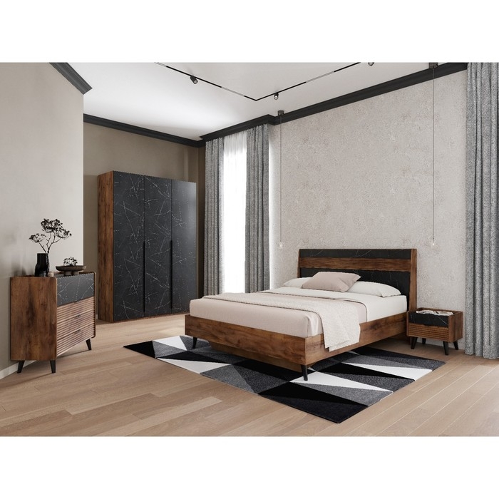 Тумба прикроватная "Браун", 450х400х440, Таксония / Мрамор неро